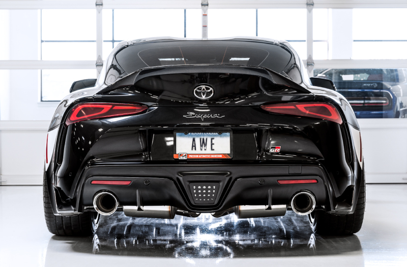 Toyota Supra Performance Exhaust - AWE Tuning - Cat-Back Touring, Non-Resonated, 5in Tips, Drone-Canceling Technology - Diamond Black - `20-`27